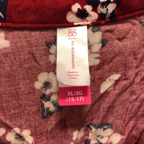 Red flowered shirt dress - Picture 2 of 3